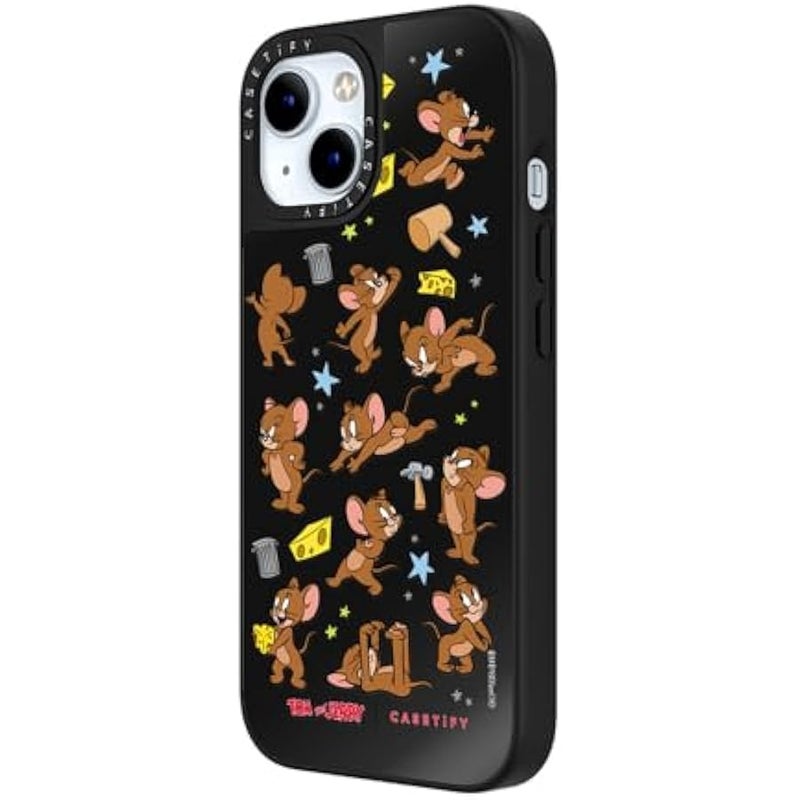 Casetify Mirror Case for iPhone 15 【Tom and Jerry Colab/Reflective / 4.9ft Drop Protection/Compatible with Magsafe】 - Jerry Pattern - Black on Black - Image 5