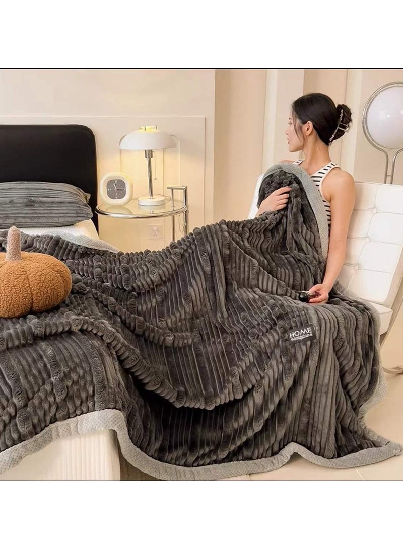 Comfy Soft & Luxurious Embossed Thick King Size Dark Grey Blanket