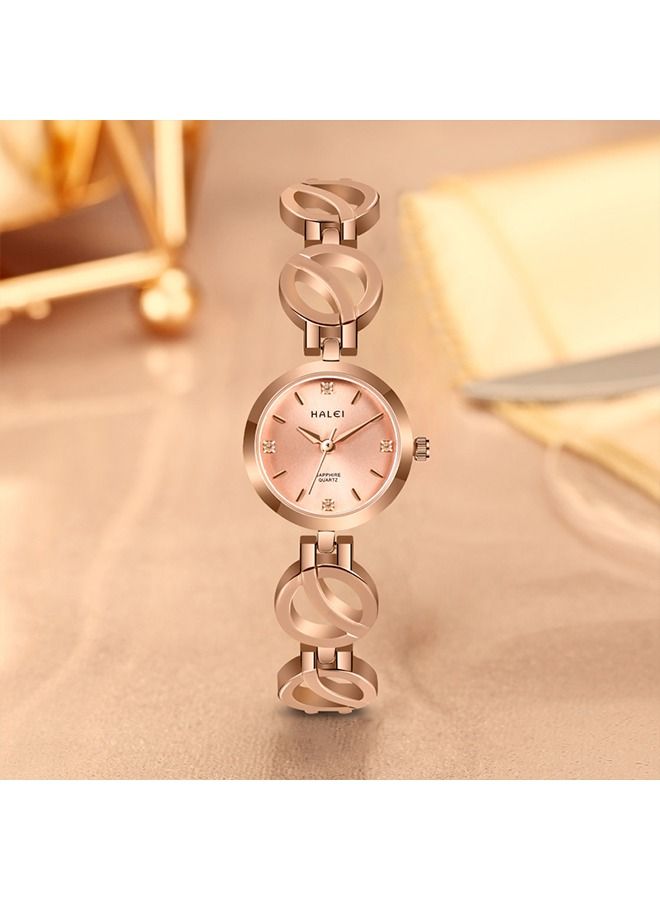 هالي هارلي السيدات الخفيفة الفاخرة سوار ووتش 5004-24mm - الذهب / الوردي - Image 1