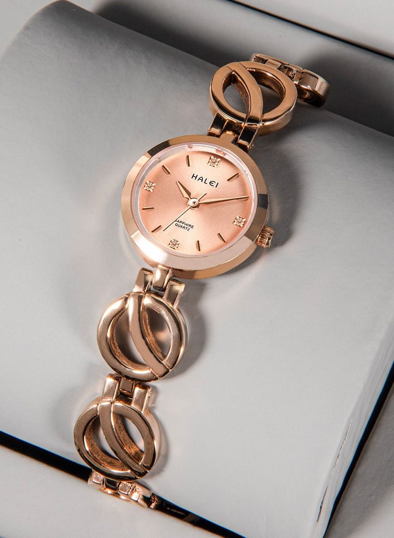 هالي هارلي السيدات الخفيفة الفاخرة سوار ووتش 5004-24mm - الذهب / الوردي - Image 5