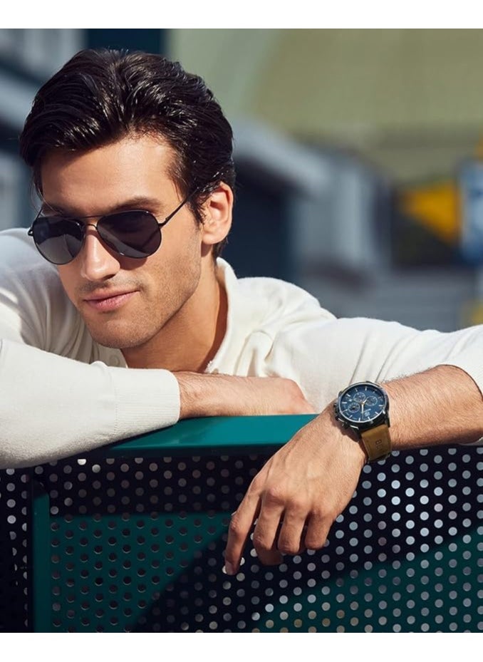 BENYAR Mens Watches Multifunction Chronograph Date Quartz Watch for Men Brown Leather Band Analog Wrist Watch Gift for Men Casual Business  - Image 2