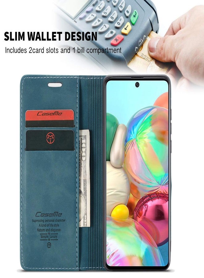 Kowauri جراب Kowauri لهاتف Galaxy A31، جراب محفظة جلدي بتصميم كلاسيكي مع فتحة للبطاقات وإغلاق مغناطيسي، جراب قابل للطي لهاتف Samsung Galaxy A31 (أزرق) - Image 3