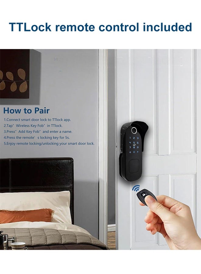 S-Color Smart Outdoor Door Lock, Double-Sided Bluetooth APP Lock, TTlock Remote Control Included- Fingerprint Entry, Bluetooth, Passcode, Remote App Unlocking, Keys, 2 Smart Cards, Fits Doors 30-60mm (TT Lock APP) - Image 3