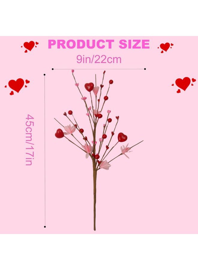 MAINGKAUNG podafu Valentine's Day Gift, 12 Pieces Valentine's Day Picks Artificial Red Berry Flower Stems Heart Shaped Berries for Wedding, Party, Valentine's Day Decoration - Image 3