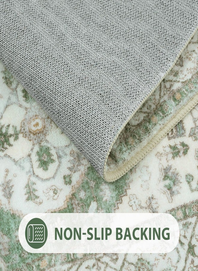 Uphome Green Bath Mat Oriental Boho Bathroom Rugs Farmhouse Soft Plush Washable Toilet Rug Non-Slip Vintage Distressed Bath Mats for Bathroom Tub Sink Toilet, 20x32 inch - Image 3