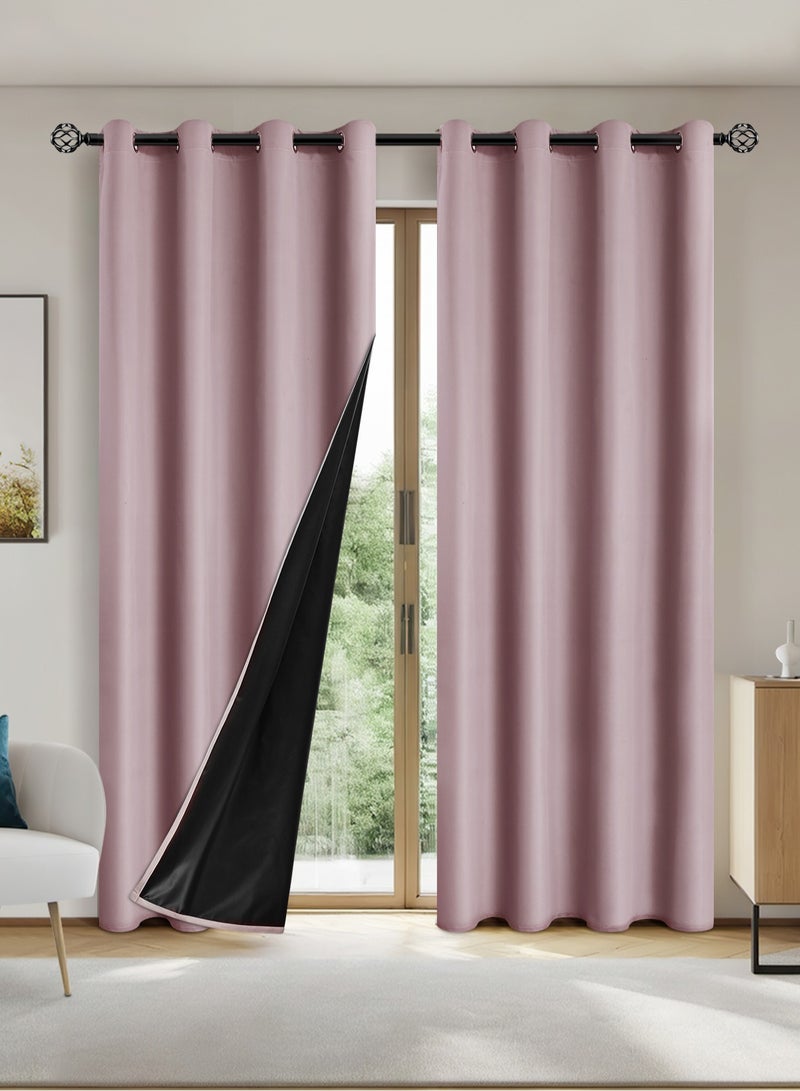 DUNISO 2 Panels Blackout Curtains for Bedroom, Thermal Insulated Room Darkening Curtains, Grommet Light Blocking Blackout Drapes for Living Room (Pink,132*241cm)  - Image 1