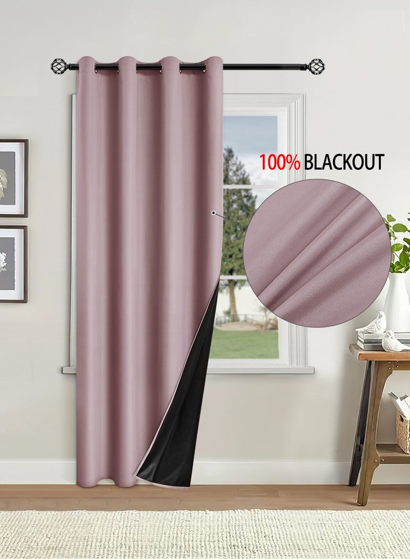 DUNISO 2 Panels Blackout Curtains for Bedroom, Thermal Insulated Room Darkening Curtains, Grommet Light Blocking Blackout Drapes for Living Room (Pink,132*241cm)  - Image 2