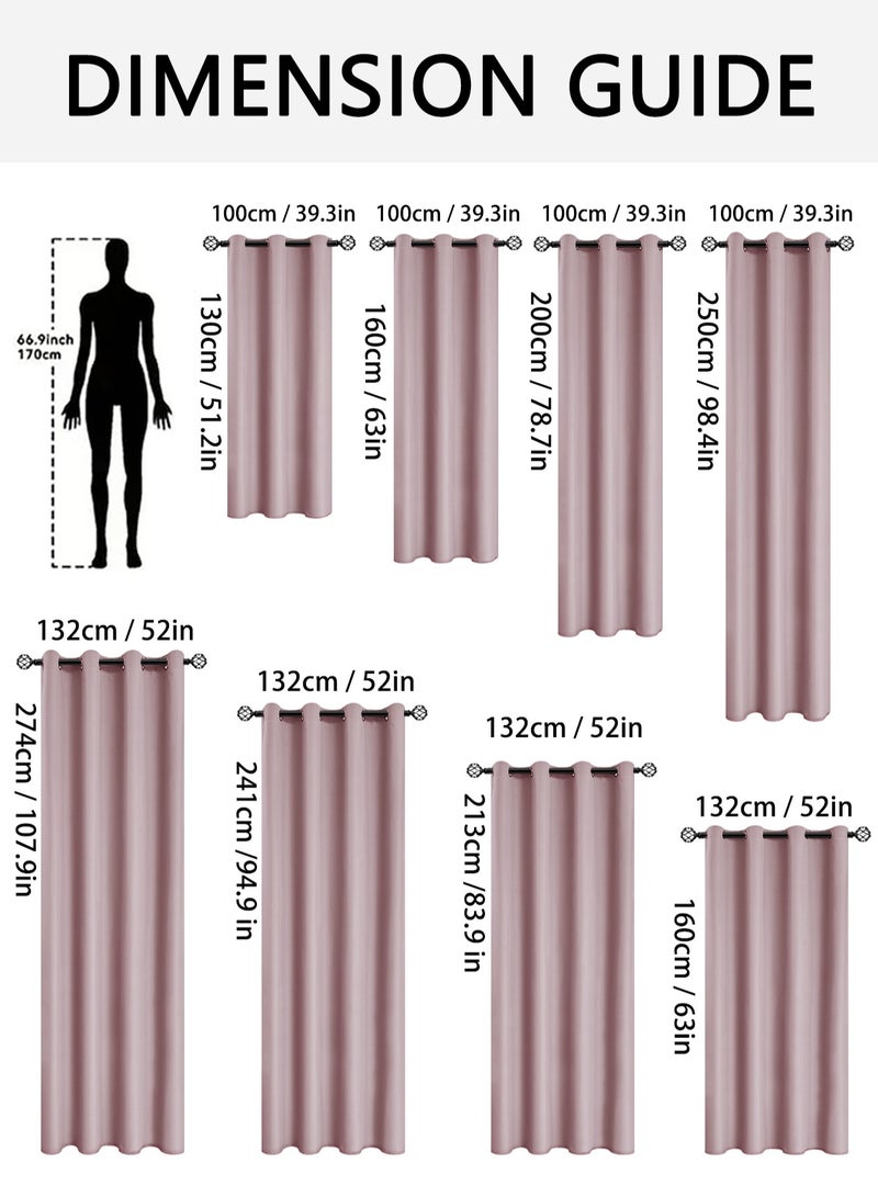 DUNISO 2 Panels Blackout Curtains for Bedroom, Thermal Insulated Room Darkening Curtains, Grommet Light Blocking Blackout Drapes for Living Room (Pink,132*241cm)  - Image 4