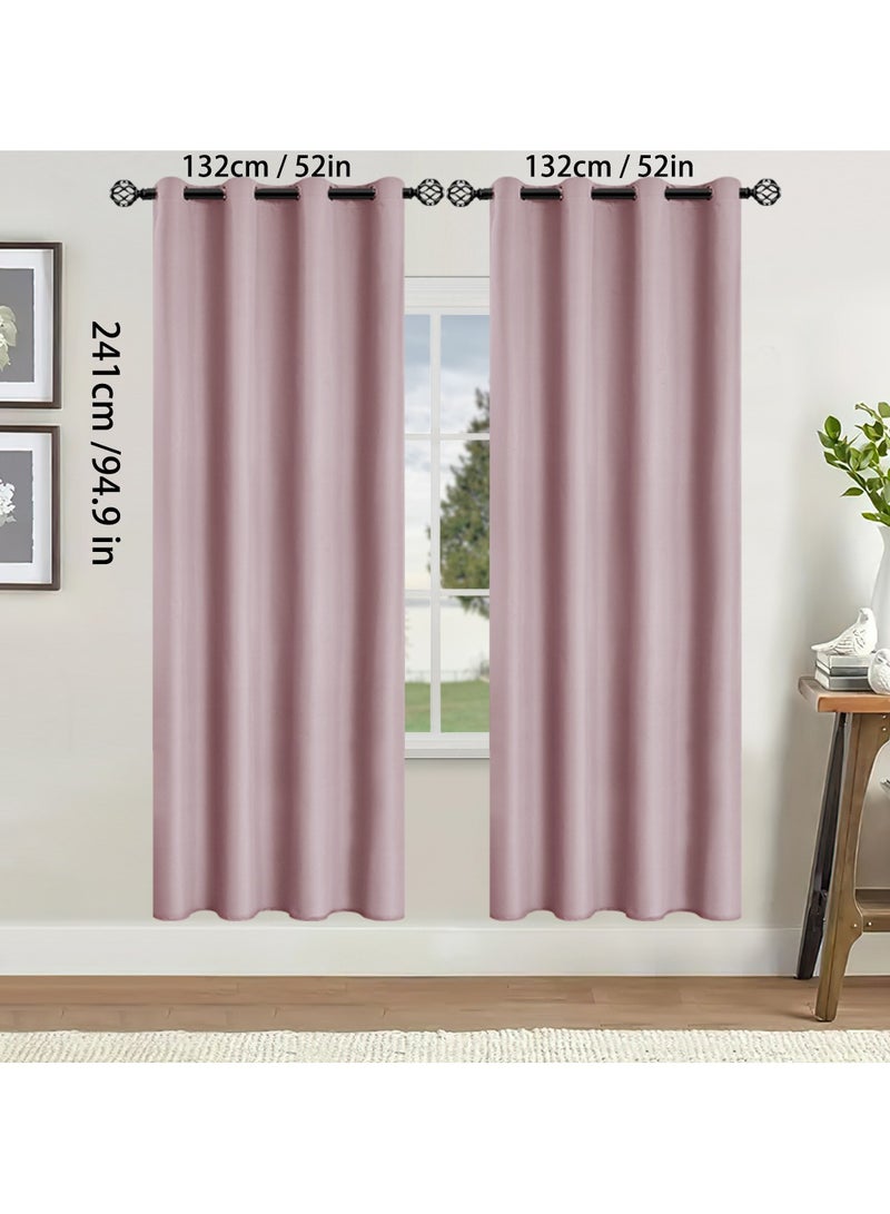 DUNISO 2 Panels Blackout Curtains for Bedroom, Thermal Insulated Room Darkening Curtains, Grommet Light Blocking Blackout Drapes for Living Room (Pink,132*241cm)  - Image 3