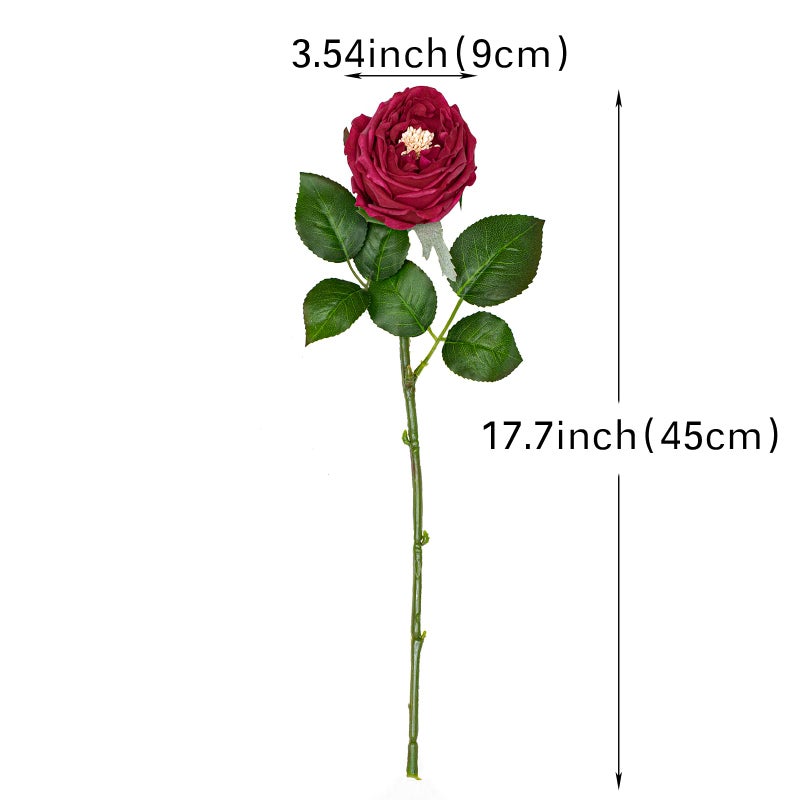 DUYONE Fake Flowers for Decoration Home Decor Artificial Flowers Austin Rose Peony Latex Fake Flower Living Room Decoration Vivid Pink Roses Peonies (Red 4pcs) - Image 2
