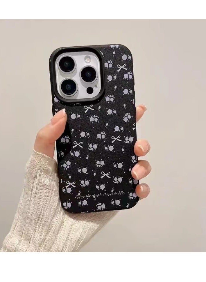 NIBEMINENT Bows And Cherries Protective TPU Case Cover For iPhone 14 Pro, Black