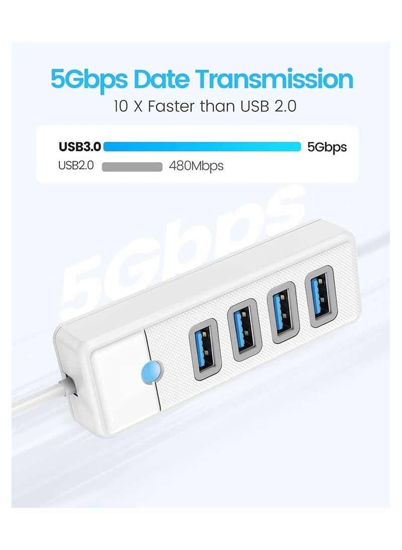 USB C Hub 4 Ports USB 3.1 Type C to USB 3.0 Hub Adapter, USB Splitter for Laptop, Mobile Phone, Tablet with 0.5ft Cable, Compatible with Mac OS 10.X and Above, Linux, Android-White - Image 3