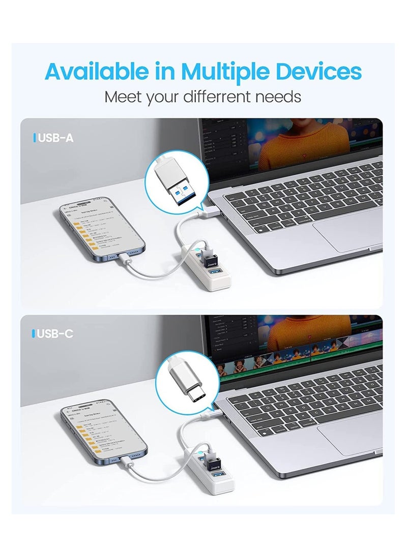USB C Hub 4 Ports USB 3.1 Type C to USB 3.0 Hub Adapter, USB Splitter for Laptop, Mobile Phone, Tablet with 0.5ft Cable, Compatible with Mac OS 10.X and Above, Linux, Android-White - Image 4