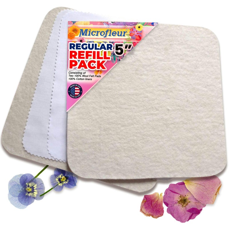 Microfleur - Regular Microwave Flower Press Refill Pack - Floral Art Crafting Accessory, Creative Pressing, DIY Handicrafts Creations for Plant Lovers, Replacement Washable Cotton Liners - 5" (13 cm) - Image 1