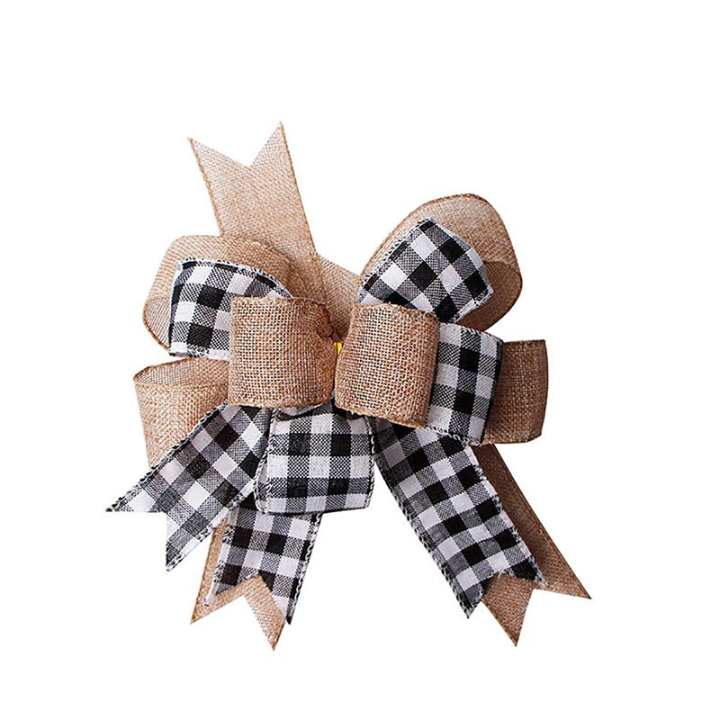 Samanter Black White Plaid Gift Bows Burlap Wreaths Bows Christmas Tree Topper for Wedding Holiday Birthday Party Decoration 12 x 94 