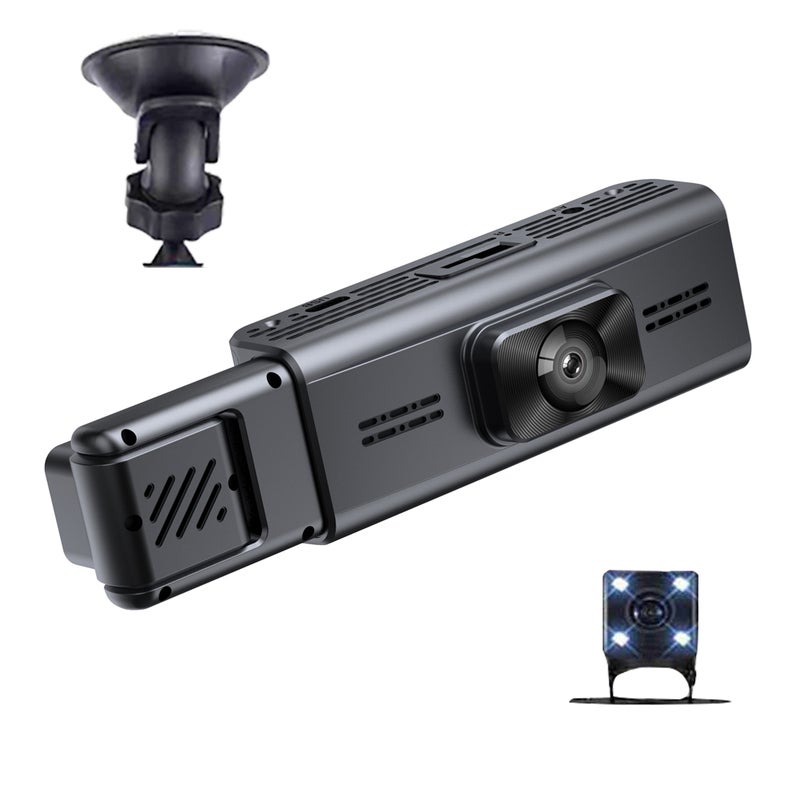 3 Cameras Dash Cam Parking Monitoring Clear Car Rearview Mirror Car Video Recording Camcorder Wide Angle Car Camera Recorder WIFI Interconnection Auto Safety Driving Recorder - Image 1