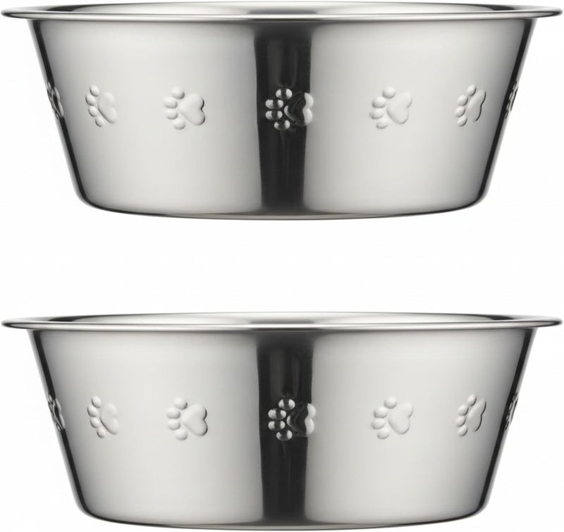 Hell Blues HB Pet Feeder Stainless Steel Dog and Cat Bowls Feeding Replacement Food Bowl for Raised Feeder/Pet Water Metal Bowls (8 Cup (Embossed), Double Pack) - Image 1