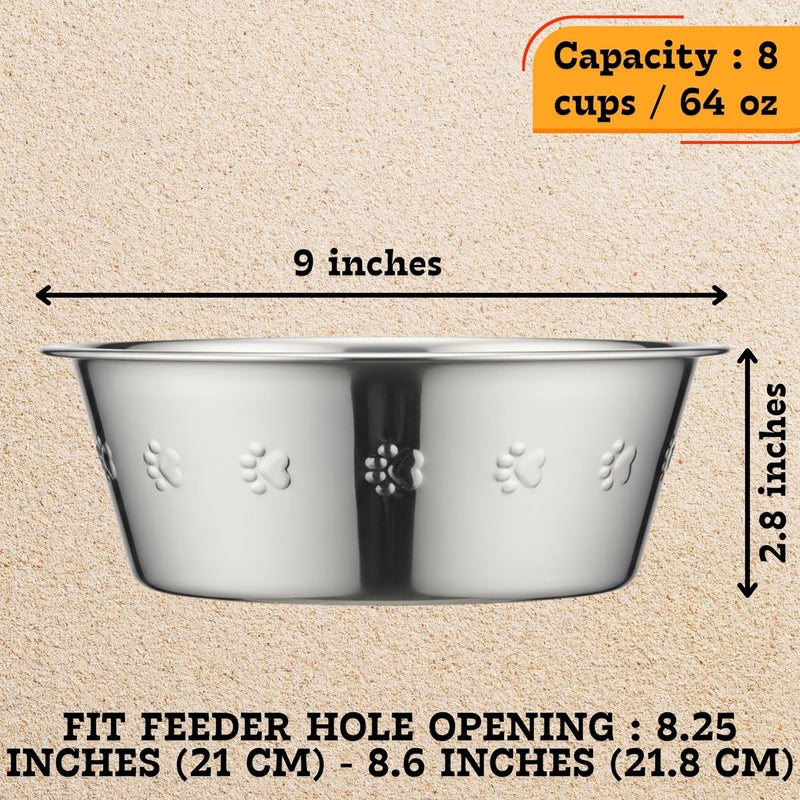 Hell Blues HB Pet Feeder Stainless Steel Dog and Cat Bowls Feeding Replacement Food Bowl for Raised Feeder/Pet Water Metal Bowls (8 Cup (Embossed), Double Pack) - Image 3