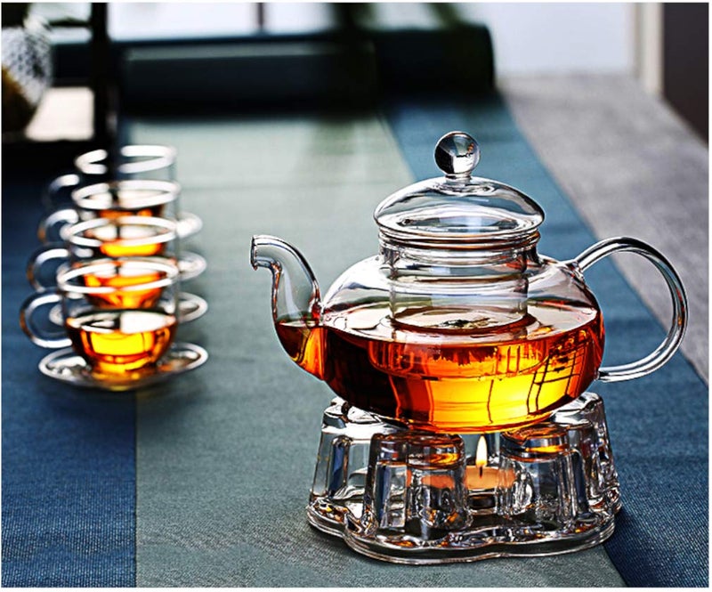 Sun's Tea Universal Solid Crystal Glass Ultra Clear Teapot Warmer | Tea Warmer | Teapot Heating Base | Tealight Warmer- Candle Never Flames Out - Image 5