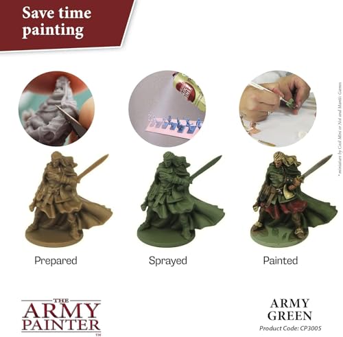The Army Painter Color Primer Spray Paint, Army Green, 400ml, 13.5oz - Acrylic Spray Undercoat for Miniature Painting - Spray Primer for Plastic Miniatures - Image 2