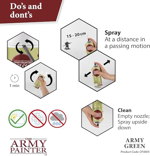 The Army Painter Color Primer Spray Paint, Army Green, 400ml, 13.5oz - Acrylic Spray Undercoat for Miniature Painting - Spray Primer for Plastic Miniatures - Image 4