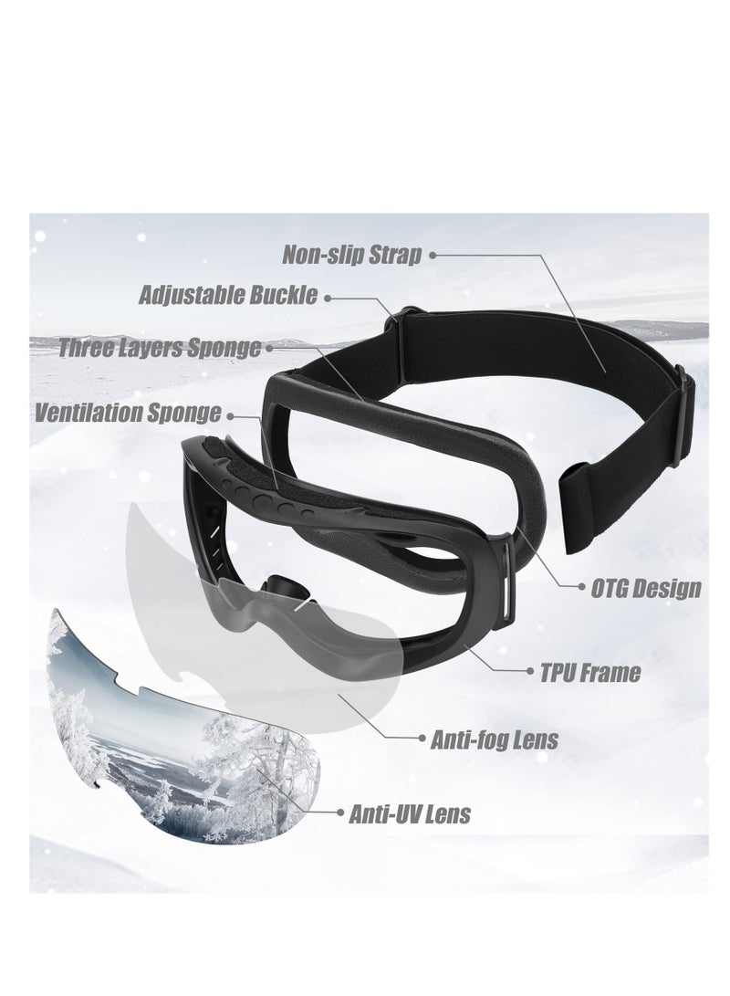 SYOSI Sports Ski Goggles, Snowboard Anti-Fog Mirrored Snow Goggles OTG UV Protection Foam Anti-Scratch Dustproof for Women Men Youth - Image 5