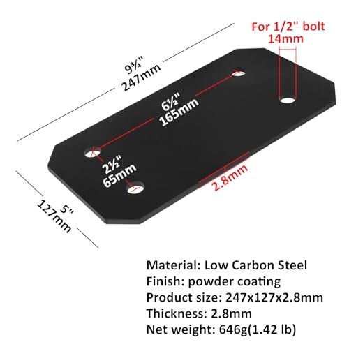 heneng 4 Pcs Flat Mending Plates for 6x6 Post, 9-3/4" x 5", Straight Repair Connector Bracket, 12 Gauge Steel - Image 2