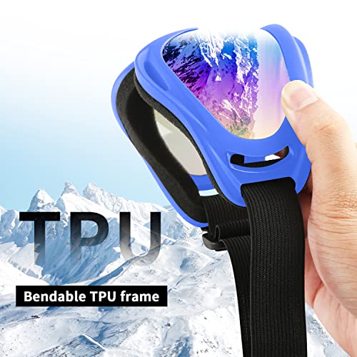 COOLOO Ski Goggles, 2 Pack Snow Goggles Snowboard Goggles for Men Women Kids - UV Protection Foam Anti-Scratch Dustproof - Image 4