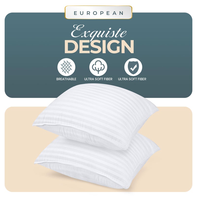 Utopia Bedding Bed Pillows for Sleeping European Size (White), Set of 2, Cooling Hotel Quality, for Back, Stomach or Side Sleepers - Image 2