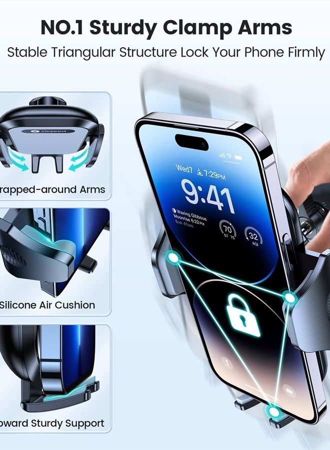 VICSEED Cell Phone Holder Car [Anti-UV Powerful Suction Cup][Thick Cases & Big Phones Friendly] Universal Car Phone Holder Mount Dashboard Windshield Air Vent Phone Mount for Car for iPhone 14/13/12 - Image 4