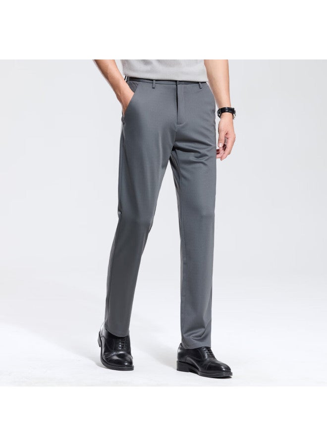 Hodo Hodo Men's Business Pants With Mulberry Silk & Cool Breathable Fabric Smooth Straight-leg Solid Color Summer Casual Pants - Image 1