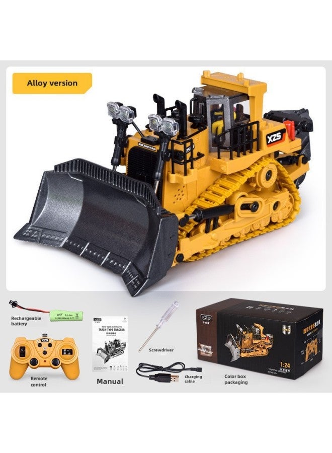 Large 2.4g Alloy Remote Control Excavator Self-dumping Truck Toy Engineering Tank Plaything Bulldozer-Color:258-8 Alloy 9-way Bulldozer - Image 1