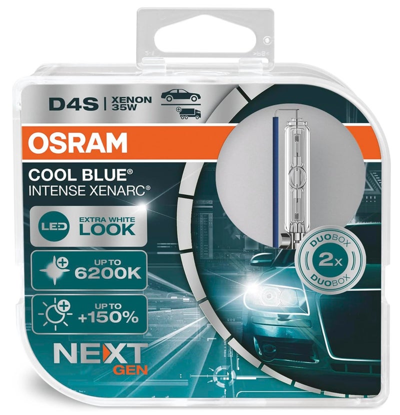 OSRAM XENARC COOL BLUE INTENSE D4S 150 more brightness up to 6200K xenon headlight lamp LED look duo box 2 lamps