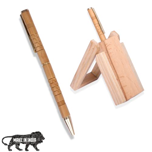 GIFT EQUALS LOVE Sandalwood Pen with Wooden Stand for writing Gifting for Mens, Executives with Natural Sandal - Image 1