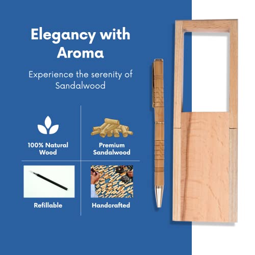 GIFT EQUALS LOVE Sandalwood Pen with Wooden Stand for writing Gifting for Mens, Executives with Natural Sandal - Image 3