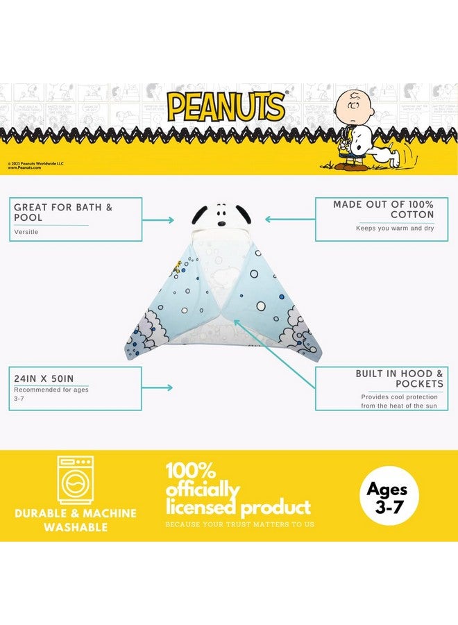 Franco Peanuts Snoopy Bubble Bath Kids Super Soft Bath/Pool/Beach Soft Cotton Terry Hooded Towel Wrap, 24 in x 50 in, (Officially Licensed Product) - Image 2