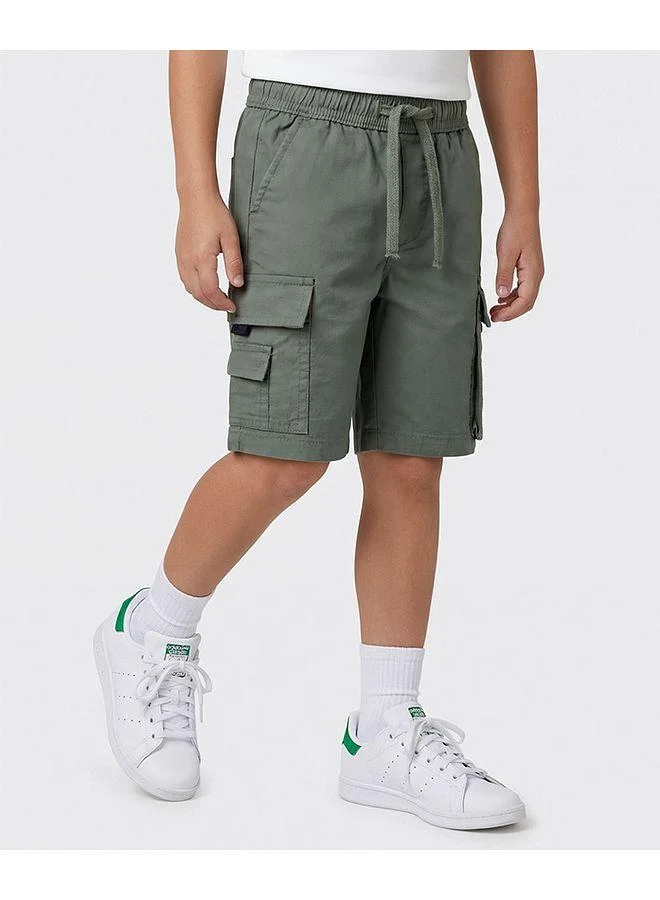 Primo Gino Primo Gino Woven Cargo Shorts Ripstop Fabric - Light Olive
