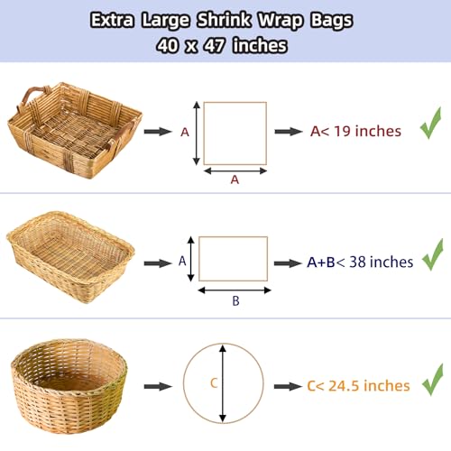 LazyMe Extra Large Jumbo Shrink Wrap Bags - Cellophane Bags for Gift Baskets - 40x47 Inch Christmas Basket Bags (5 Pcs, XXXL) - Image 2