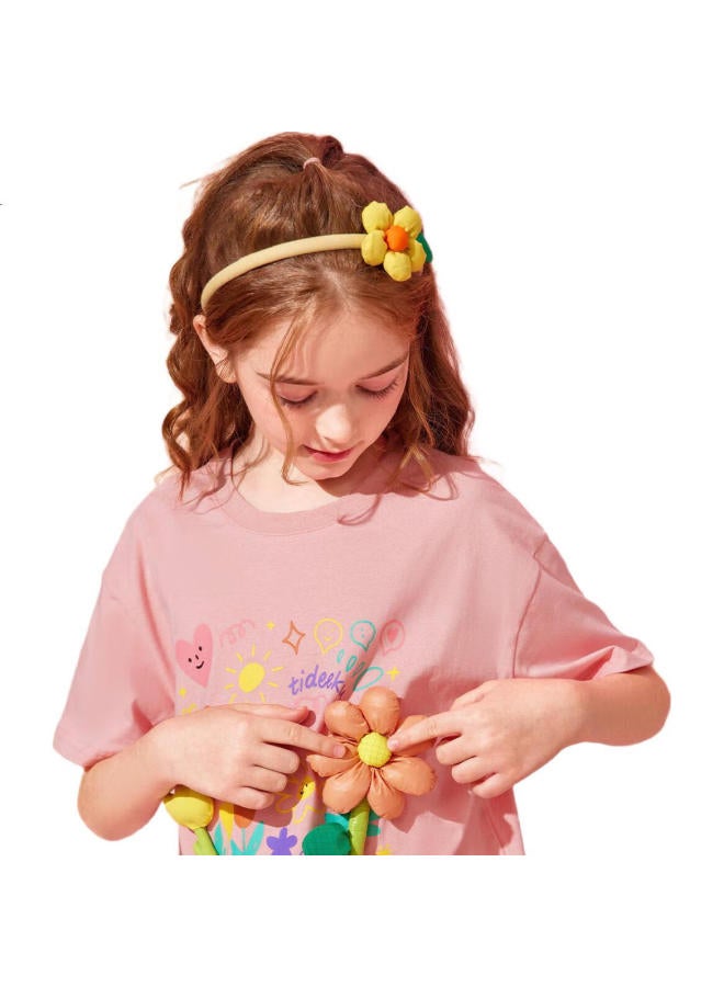 Ask Junior Girls' Short Sleeve T-Shirt Summer Thin Big Kids Floral T-Shirt Top Pink 150 - Image 3