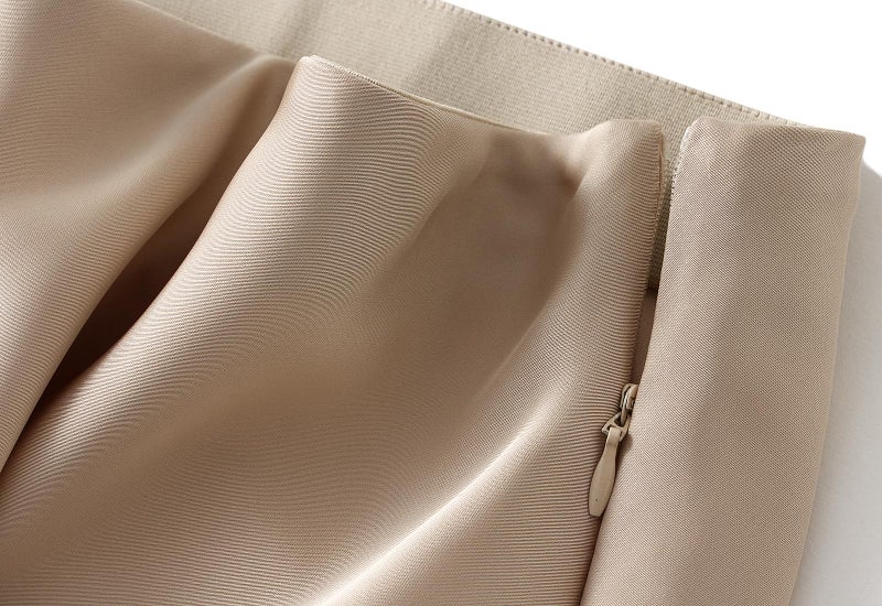 GOLDSTITCH Women's Satin High Waist Skirts Elegant Flared Casual A Line Maxi Skirt Champagne - Image 5