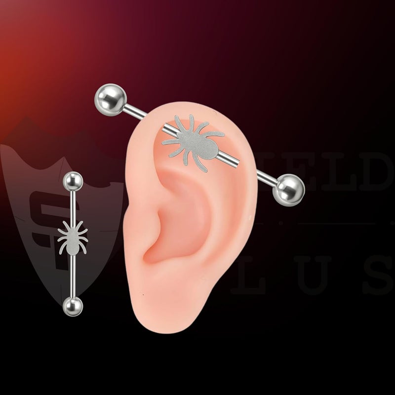 SHIELD PLUS 316L Industrial Ear Piercing Barbell 14G Surgical Steel 38 mm Unisex Cartilage Jewelry (1 Piece) - Image 1