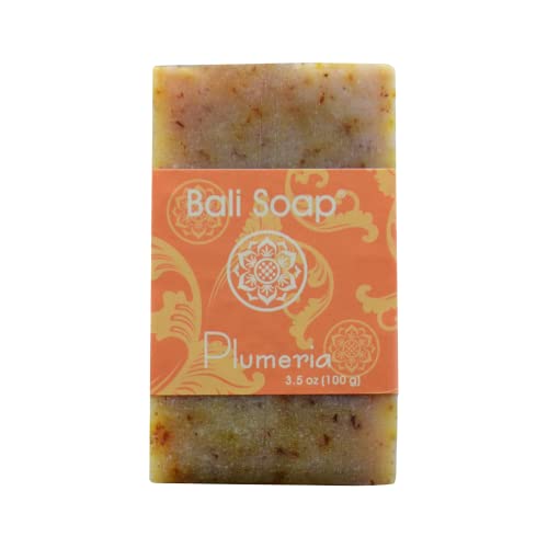 Bali Soap - Plumeria Soap Bar for Men & Women - Natural, Vegan & Handmade Bar Soap - Exfoliating & Moisturizing Bath Soap - Plant Based Glycerin Soap - 3 Pack, 3.5oz Each
