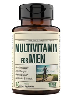 Multivitamin Multivitamin for Men - Daily Men's Multivitamins Supplement with Vitamin A, Vitamin C, Vitamin D, Vitamins E & B12, Zinc, Calcium, Magnesium & More for Energy and Immune Health Support. 30 Day Supply  - Image 1