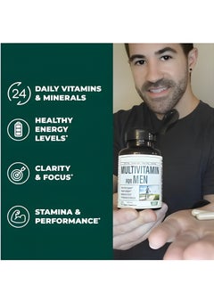 Multivitamin Multivitamin for Men - Daily Men's Multivitamins Supplement with Vitamin A, Vitamin C, Vitamin D, Vitamins E & B12, Zinc, Calcium, Magnesium & More for Energy and Immune Health Support. 30 Day Supply  - Image 2