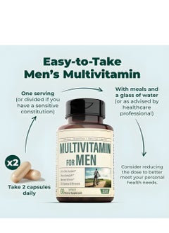 Multivitamin Multivitamin for Men - Daily Men's Multivitamins Supplement with Vitamin A, Vitamin C, Vitamin D, Vitamins E & B12, Zinc, Calcium, Magnesium & More for Energy and Immune Health Support. 30 Day Supply  - Image 4
