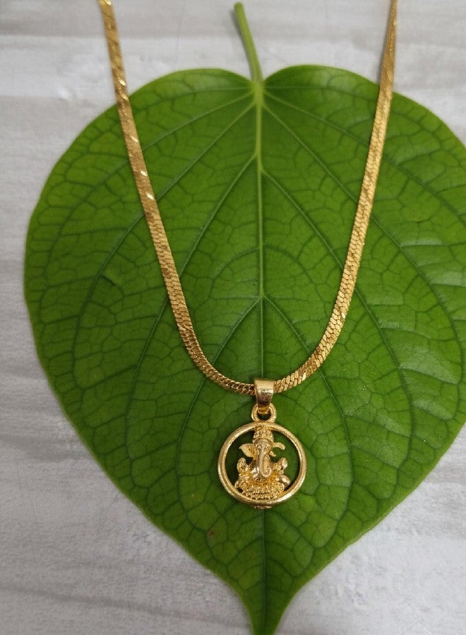 CHARMS Gold Finish Ganpati Bappa Pendant with Chain – Spiritual Protection Necklace for Unisex - Image 4