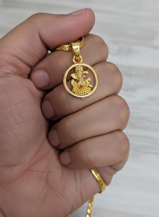 CHARMS Gold Finish Ganpati Bappa Pendant with Chain – Spiritual Protection Necklace for Unisex - Image 2