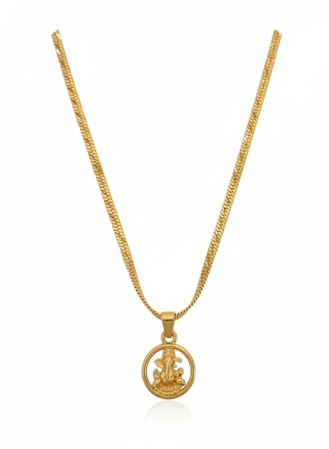CHARMS Gold Finish Ganpati Bappa Pendant with Chain – Spiritual Protection Necklace for Unisex - Image 1