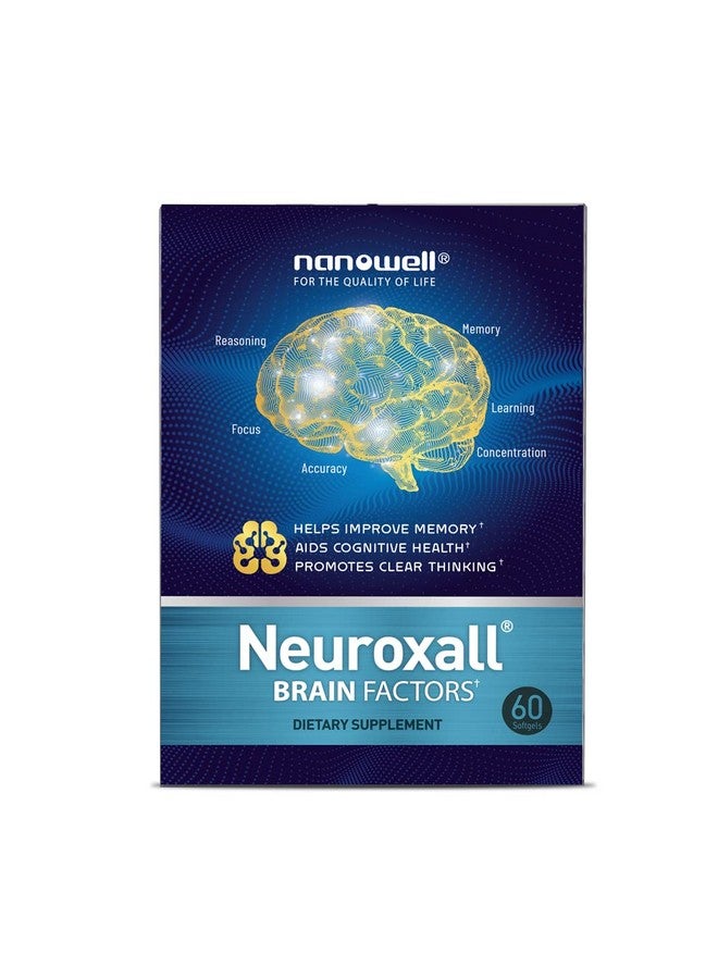 NANOWELL Neuroxall Brain Factors - Cognitive Support with Vitamin B6, Astaxanthin, Ginkgo Biloba Extract & Phosphatidylserine - Boosts Brain Health, Memory & Focus - 60 Softgels - Image 1
