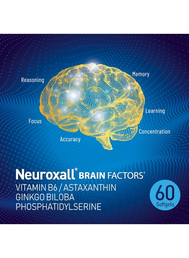 NANOWELL Neuroxall Brain Factors - Cognitive Support with Vitamin B6, Astaxanthin, Ginkgo Biloba Extract & Phosphatidylserine - Boosts Brain Health, Memory & Focus - 60 Softgels - Image 5